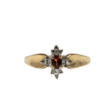 Warm Wishes - Vintage 10K Gold Natural Garnet & Diamond Cluster Ring (VR968)