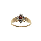 Warm Wishes - Vintage 10K Gold Natural Garnet & Diamond Cluster Ring (VR968)