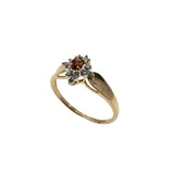 Warm Wishes - Vintage 10K Gold Natural Garnet & Diamond Cluster Ring (VR968)