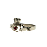 A Ghrá - Vintage 10K White Gold Ruby Irish Claddagh Ring (VR970)