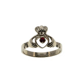 A Ghrá - Vintage 10K White Gold Ruby Irish Claddagh Ring (VR970)