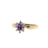 Purple Moon - Vintage 10K Gold Natural Amethyst & Diamond Cluster Ring (VR972)