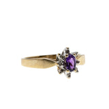 Purple Moon - Vintage 10K Gold Natural Amethyst & Diamond Cluster Ring (VR972)