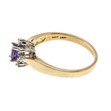 Purple Moon - Vintage 10K Gold Natural Amethyst & Diamond Cluster Ring (VR972)