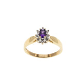 Purple Moon - Vintage 10K Gold Natural Amethyst & Diamond Cluster Ring (VR972)