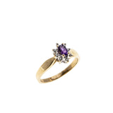 Purple Moon - Vintage 10K Gold Natural Amethyst & Diamond Cluster Ring (VR972)