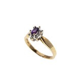 Purple Moon - Vintage 10K Gold Natural Amethyst & Diamond Cluster Ring (VR972)