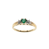 Greenery - Vintage 10K Gold Natural Emerald & Diamond Ring (VR973)