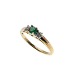 Greenery - Vintage 10K Gold Natural Emerald & Diamond Ring (VR973)