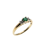 Greenery - Vintage 10K Gold Natural Emerald & Diamond Ring (VR973)