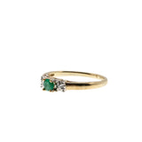 Greenery - Vintage 10K Gold Natural Emerald & Diamond Ring (VR973)