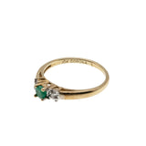 Greenery - Vintage 10K Gold Natural Emerald & Diamond Ring (VR973)