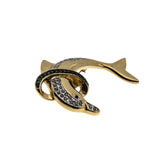 Playtime - Vintage Signed 'BUTLER' Gold Plated Austrian Swarovski Crystal Rhinestone Dolphin Brooch (VBR263)