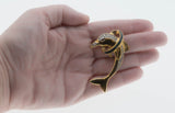 Playtime - Vintage Signed 'BUTLER' Gold Plated Austrian Swarovski Crystal Rhinestone Dolphin Brooch (VBR263)