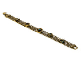 Renaissance Revival - Vintage Gold Plated Glass Jewelled Triple Chain Link Bracelet (VB112)