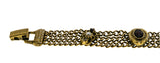 Renaissance Revival - Vintage Gold Plated Glass Jewelled Triple Chain Link Bracelet (VB112)