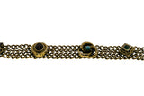 Renaissance Revival - Vintage Gold Plated Glass Jewelled Triple Chain Link Bracelet (VB112)