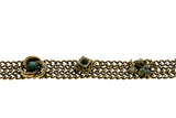 Renaissance Revival - Vintage Gold Plated Glass Jewelled Triple Chain Link Bracelet (VB112)