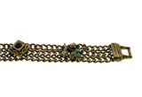 Renaissance Revival - Vintage Gold Plated Glass Jewelled Triple Chain Link Bracelet (VB112)