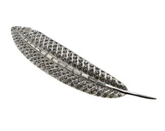 Elegant - Vintage Signed 'Avon' Of Belleville By Marcel Boucher Rhodium Plated Austrian Swarovski Crystal Rhinestone Feather Brooch (VBR266)