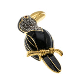 Hanging Around - Vintage Signed 'D'Orlan' Gold Plated Crystal Rhinestone & Black Enamel Toucan Bird Brooch (VBR267)