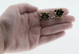 Flower Power - Vintage Gold Plated Crystal Rhinestone Crystal Rhinestone Black Flower Clip-On Earrings (VE432)