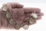 Rainbow Discs - Vintage Silver Tone 'Mother Of Pearl' Modernistic Disc Necklace (VN199)