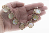 Rainbow Discs - Vintage Silver Tone 'Mother Of Pearl' Modernistic Disc Necklace (VN199)