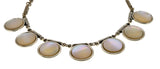 Rainbow Discs - Vintage Silver Tone 'Mother Of Pearl' Modernistic Disc Necklace (VN199)