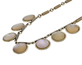 Rainbow Discs - Vintage Silver Tone 'Mother Of Pearl' Modernistic Disc Necklace (VN199)