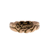 You're A Keeper - Edwardian English 9K Rose Gold Carved 'Forget Me Knot' Carved Floral Foliate 'Keeper' Ring (EDR075)