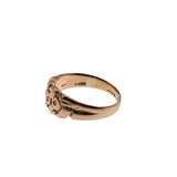 You're A Keeper - Edwardian English 9K Rose Gold Carved 'Forget Me Knot' Carved Floral Foliate 'Keeper' Ring (EDR075)