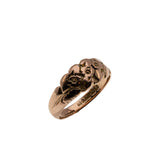 You're A Keeper - Edwardian English 9K Rose Gold Carved 'Forget Me Knot' Carved Floral Foliate 'Keeper' Ring (EDR075)