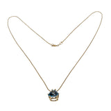 Blue Lagoon- Vintage 10K Gold Trillion Cut Natural London Blue Topaz Pendant & Chain (VP236)