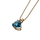 Blue Lagoon- Vintage 10K Gold Trillion Cut Natural London Blue Topaz Pendant & Chain (VP236)