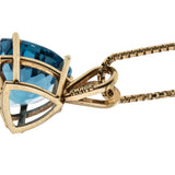 Blue Lagoon- Vintage 10K Gold Trillion Cut Natural London Blue Topaz Pendant & Chain (VP236)