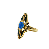 Butterfly Themed - Estate Victorian Art Nouveau Revival 24K Gold Over Sterling Silver Blue Opal & Enamel Butterfly Ring (ER364)