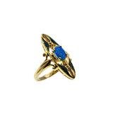 Butterfly Themed - Estate Victorian Art Nouveau Revival 24K Gold Over Sterling Silver Blue Opal & Enamel Butterfly Ring (ER364)