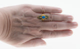 Butterfly Themed - Estate Victorian Art Nouveau Revival 24K Gold Over Sterling Silver Blue Opal & Enamel Butterfly Ring (ER364)