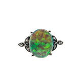 Mesmerize - Estate Sterling Silver Green Opal & Seed Pearl Ring (ER365)