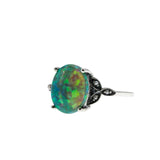 Mesmerize - Estate Sterling Silver Green Opal & Seed Pearl Ring (ER365)