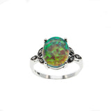 Mesmerize - Estate Sterling Silver Green Opal & Seed Pearl Ring (ER365)