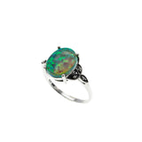 Mesmerize - Estate Sterling Silver Green Opal & Seed Pearl Ring (ER365)