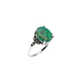 Mesmerize - Estate Sterling Silver Green Opal & Seed Pearl Ring (ER365)