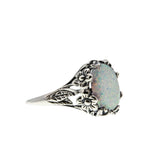 Opalescent Daydream - Estate Sterling Silver Opal Open-Work Flower & Foliage Ring (ER366)