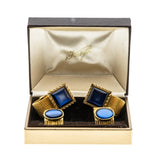 Forsyth - Vintage Gold Plated Blue Stone Double Pair Of Cuff Links In The Original Box (VA015)