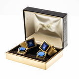 Forsyth - Vintage Gold Plated Blue Stone Double Pair Of Cuff Links In The Original Box (VA015)