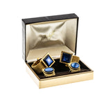 Forsyth - Vintage Gold Plated Blue Stone Double Pair Of Cuff Links In The Original Box (VA015)