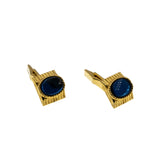 Forsyth - Vintage Gold Plated Blue Stone Double Pair Of Cuff Links In The Original Box (VA015)