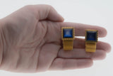 Forsyth - Vintage Gold Plated Blue Stone Double Pair Of Cuff Links In The Original Box (VA015)